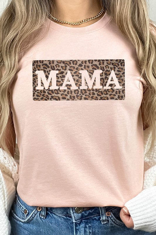 Leopard Print Mama Outline Adult Graphic Tee