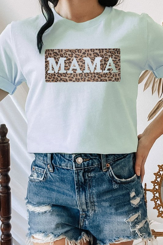Leopard Print Mama Outline Adult Graphic Tee